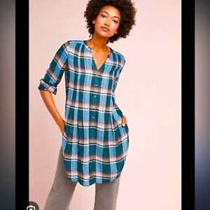 Anthropologie Akemi & Kim Plaid Tunic sz S EUC fall